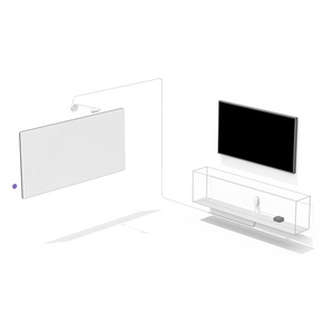 Diagram of logitech scribe, share button and whiteboard